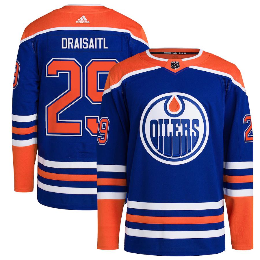 Men Edmonton Oilers #29 Leon Draisaitl adidas Royal Home Primegreen Authentic Pro Player NHL Jersey